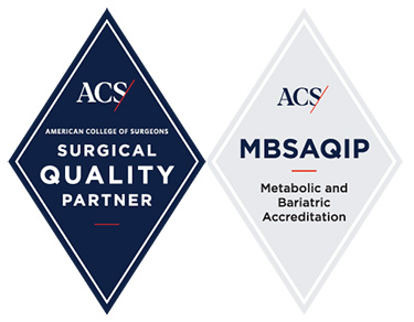 American College of Surgeons Surgical Quality Partner logo and MBSAQIP Metabolic and Bariatric Accreditation logo